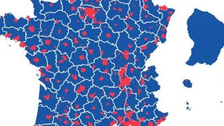 Les zones d’initiative privée figurent en rouge, les zones d’initiative publique sont en bleu. © Sénat Les zones d’initiative privée figurent en rouge, les zones d’initiative publique sont en bleu. © Sénat