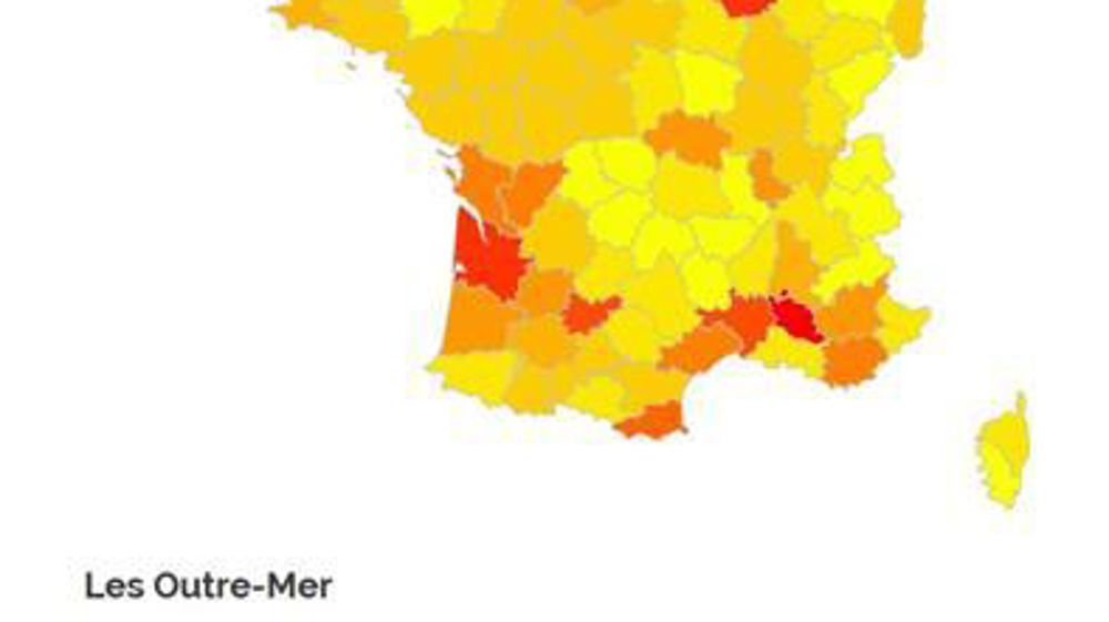 Carte des ventes de glyphosate par hectare de SAU, par département (2017). © Générations futures
