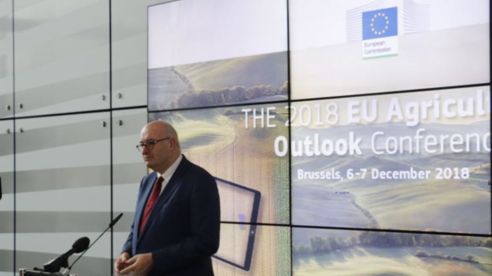 Le commissaire européen à l’Agriculture, Phil Hogan, lors de la conférence sur les perspectives de l’agriculture dans l’Union européenne, organisée le 6 et 7 décembre 2018 à Bruxelles. © M. Salset/GFA