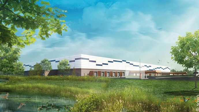 Maquette de la plateforme logistique d'Actura à Montbeugny (Allier). Actura