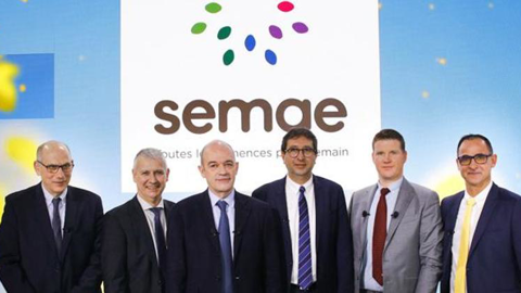 Une partie des membres du conseil d’administration de Semae : de gauche à droite, Jean-François Roussel, Claude Tabel, François Desprez, président, Pierre Pagès et Thomas Bourgeois, vice-présidents, et Laurent Bourdil.