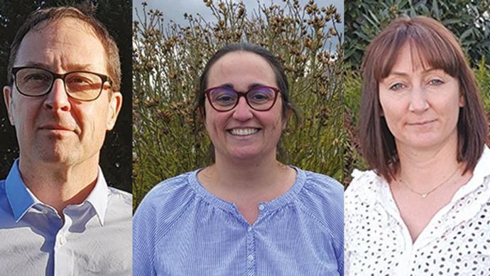 Tradecorp France s’entoure de trois nouveaux délégués commerciaux : Olivier Brault, pour la région Ouest, Sophie Talal et Audrey Pernet, pour la région Nord-Est (de g. à dr.).