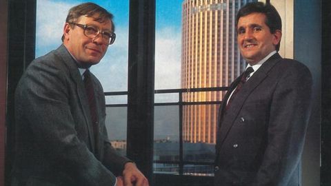 Bruno Catton (à g.), à l’époque DG de Sigma, fait la une du numéro 6 d’Agrodistribution (mars 1991) aux côtés du président d’alors, Jean Gonnard.