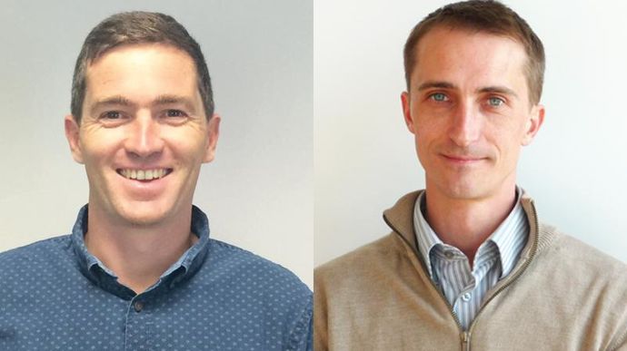 Éric Evain (à gauche), 38 ans , et Fabien Kaufling, 39 ans, prennent de nouvelles responsabilités au sein du groupe Terres du Sud.