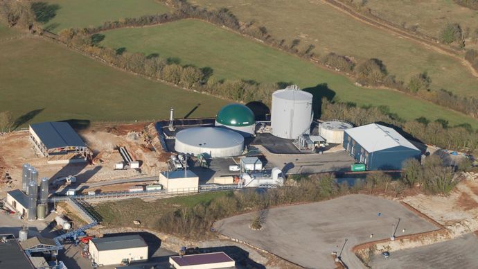 Exploitée depuis l’automne 2017 à Gramat (Lot), l’unité de méthanisation BioQuercy traite 50 000 t de matière organique par an. © Fonroche Biogaz