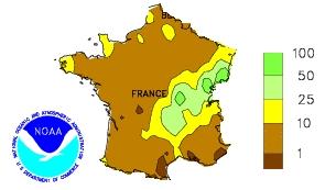 Pluviométrie du 19 au 25 août 2012.