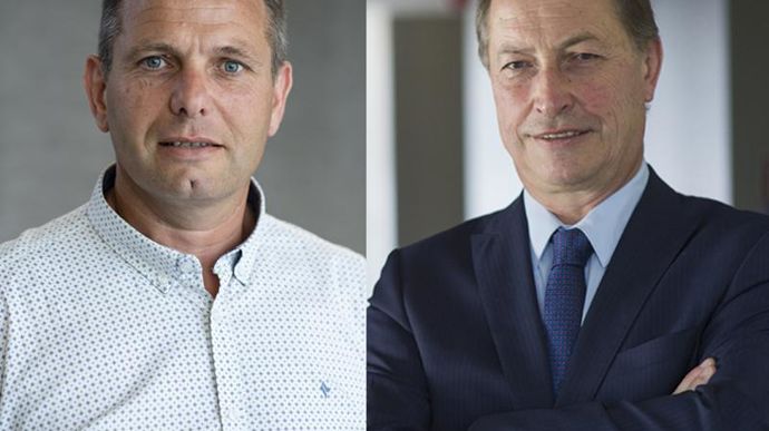 C’est Christophe Congues, administrateur d’Euralis depuis six ans (à g.) qui remplace temporairement Christian Pèes à la présidence du conseil d’administration du groupe. © EURALIS