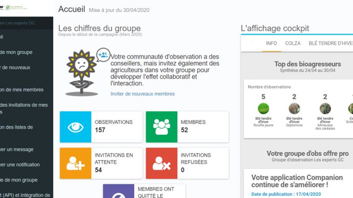 L’espace animateur permet au conseiller d’analyser l’ensemble des observations faites par les membres du groupe d’observateurs dont il est responsable.