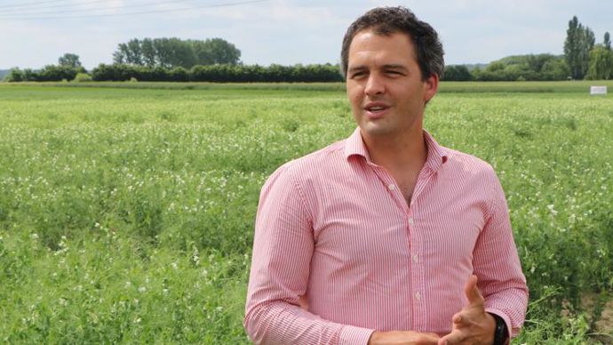 Thomas Blervaque, responsable export de Lemaire Deffontaines : « En décembre 2020, l’État français a défini une nouvelle stratégie nationale pour les protéines végétales, la Pac favorise également l’introduction des pois dans la rotation ; c’est pourquoi les pois protéagineux, nous y croyons. » © B. CAILLIEZ