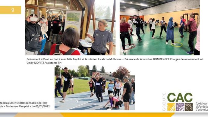 Entre mars et mai, la Cac a participé à trois job dating,  dont l’un avec des activités sportives et, dans la foulée, un casque de réalité virtuelle qui permet de présenter les métiers de la coop. Ici, une page du document de présentation des actions de recrutement.
