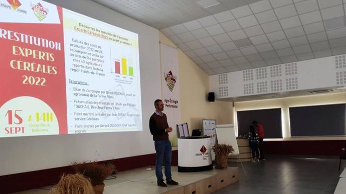 Philippe Touchais, directeur de l’innovation et du développement du Groupe Carré, a présenté jeudi 15 septembre les résultats de l’enquête « Experts céréales » 2022 dans ses locaux de Gouy-sous-Bellonne (Pas-de-Calais).