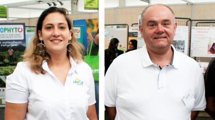 Adeline Coustenoble et Régis Begaud, responsables de Fertil’ID, lors du lancement de la cellule digitale au Techniday 2018.© Blandine Cailliez