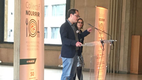 Mathieu Courgeau et Clotilde Bato, coprésidents du Collectif Nourrir ont présenté leurs ambitions pour l'agriculture de demain.