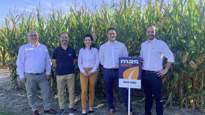 De gauche à droite : Pierre Flye Sainte Marie, DG de Mas Seeds, François Harambat, directeur marketing stratégique, Aurore Lemeunier, chargée de marketing et communication, Julien Constanceau, responsable marketing, et Erwan Bougoüin, directeur commercial France.