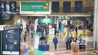 L’entrée du salon, réparti dans trois halls d'Eurexpo Lyon, à Chassieu, au sud-est de la capitale rhodanienne.