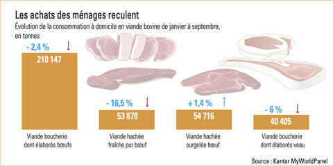 évolution de la consommation de viande bovine des ménages français à domicile