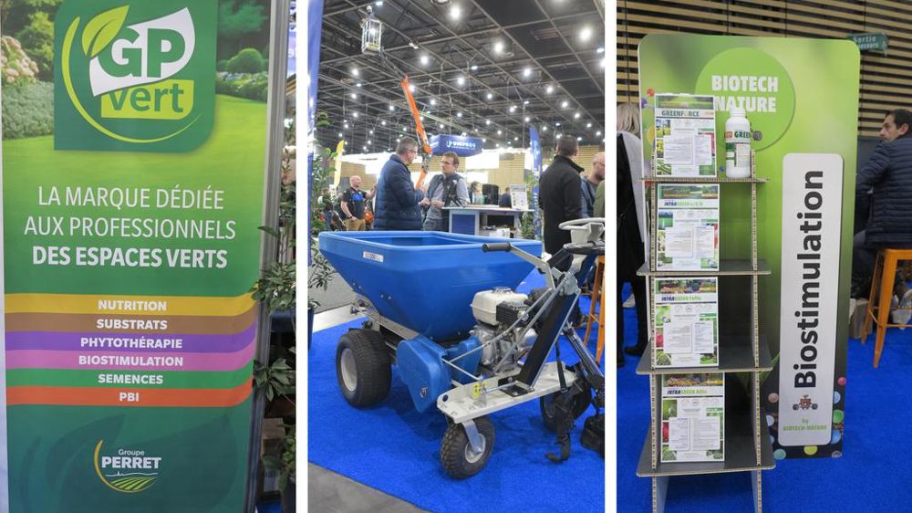 Une nouvelle marque (GP Vert) et des nouveautés exposées par le groupe Perret au salon Paysalia 2023.
