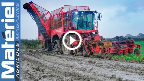 La Vervaet Evo Beet Eater 625 dotée de chenilles triangulaires en pleine action La Vervaet Evo Beet Eater 625 dotée de chenilles triangulaires en pleine action