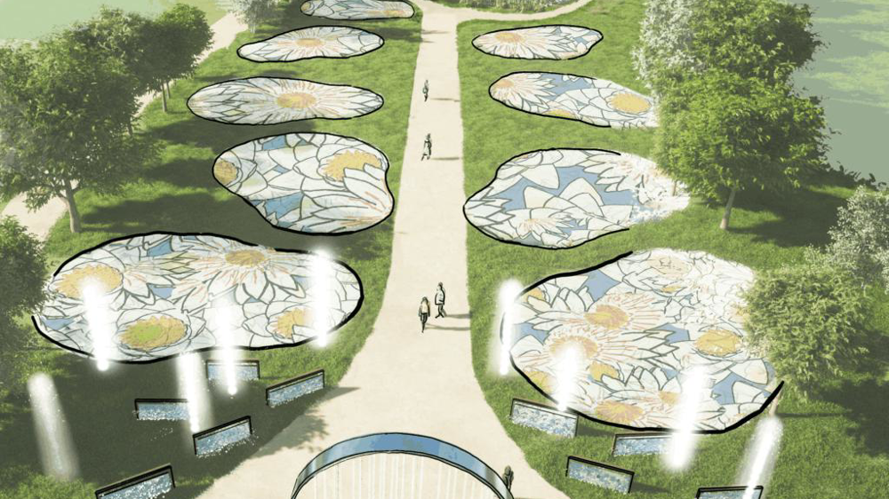 Parmi les nombreuses scènes ludiques, les visiteurs pourront s'immerger dans les végétaux. Ici le projet "Jeux d'eaux". Parmi les nombreuses scènes ludiques, les visiteurs pourront s'immerger dans les végétaux. Ici le projet "Jeux d'eaux".