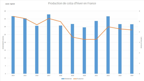 Agreste annonce une bonne production de colza d'hiver