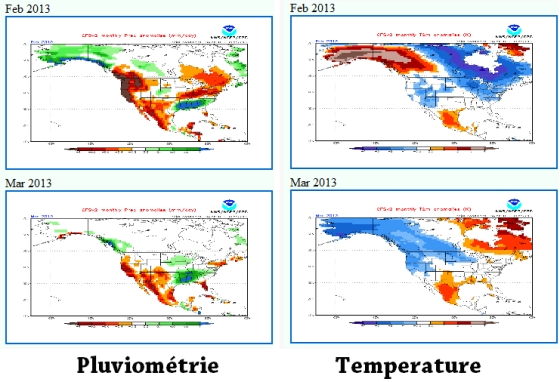 Prévisions météo pour février et mars pour l’Amérique du Nord.