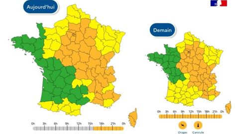 Toujours 40 départements en vigilance orange canicule mardi Toujours 40 départements en vigilance orange canicule mardi