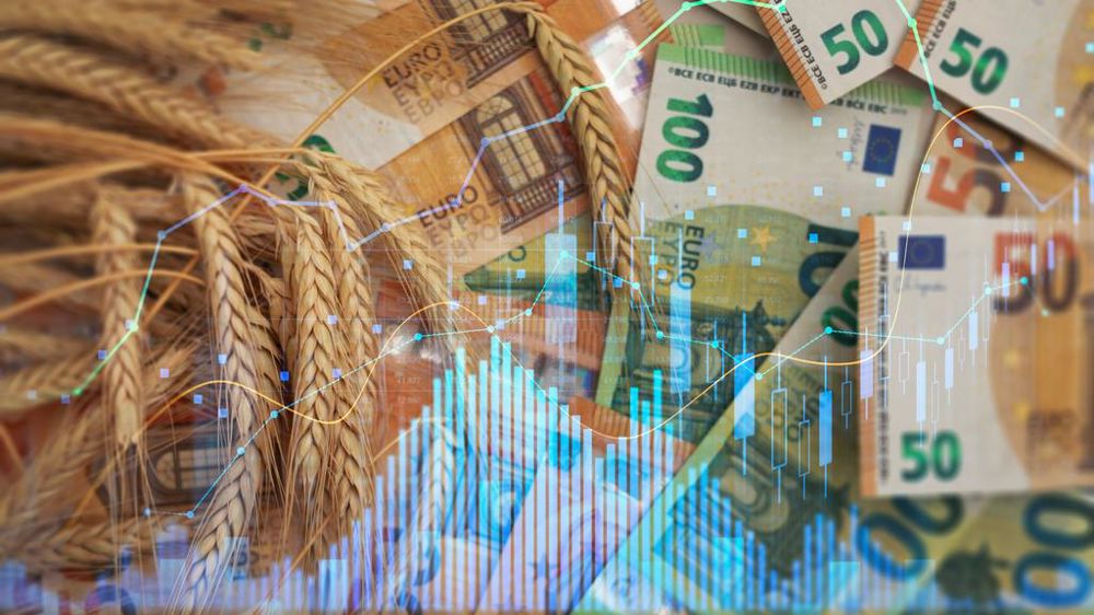 Epis de blé billets de banque et baisse des prix