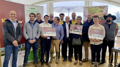 De gauche à droite : Laurent Augier (Agri Sud-Ouest Innovation), Clément Albouy (FNA), Sébastien Evain (Syngenta), Timothée Legrand (Groupe Carré), Bernard Ader (CNRA), Damien Cariou (Syndev), Corentin Bourdette (Mycea), Pierre Carrié (Mycea), Rudy Charrière (Charrière Distribution), Dominique Barry-Etienne (Mycea), Pierre Compère (Explicite), Kevin Briche (Ecofarms) et Serge Zaka (AgroClimat2050).