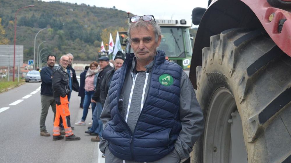 Hervé Morfin agriculteur en Ardèche sur la manifestation