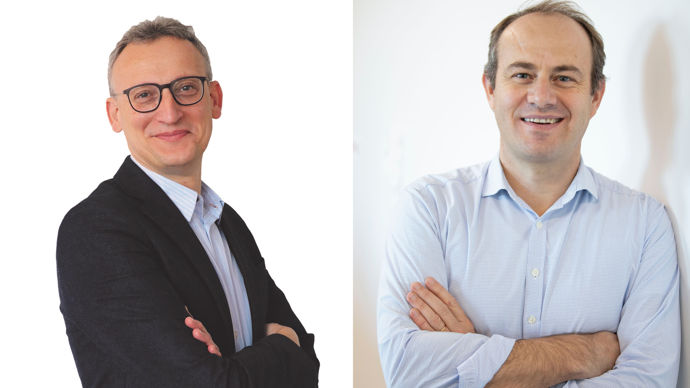Philippe Seguin (à g.), directeur général d'Isagri, et Martin Ducroquet, DG de Sencrop.