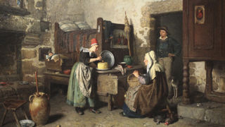 « La Marchande de beurre, intérieur breton » de Van den Anker, vers 1880-1882 (Musée de Pont-Aven). « La Marchande de beurre, intérieur breton » de Van den Anker, vers 1880-1882 (Musée de Pont-Aven).