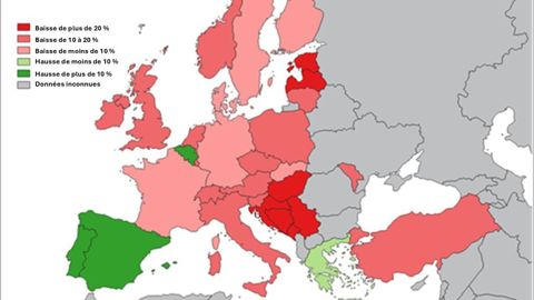 Évolution des immatriculations de tracteurs en 2024 par pays (source Cema) Évolution des immatriculations de tracteurs en 2024 par pays (source Cema)
