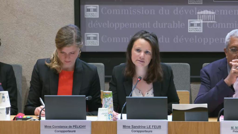 Constance de Pélichy et Sandrine Le Feur ont présenté leur rapport d'information pour faciliter la mise en œuvre du Zan en commission à l'Assemblée nationale le 9 avril 2025.