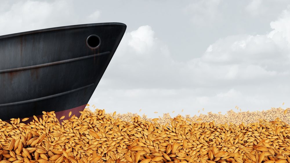 Bateau sur un océan de grains de blé