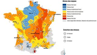 Au 1er août 2025, 44 % des niveaux des nappes phréatiques sont en-dessous des normales mensuelles. Au 1er août 2025, 44 % des niveaux des nappes phréatiques sont en-dessous des normales mensuelles.