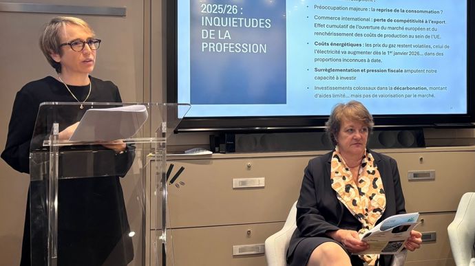Mariane Flamary, déléguée générale, et Marie-Laure Empinet, présidente de l'Usipa, ont dressé le bilan 2024 de l'amidonnerie française à l'occasion de la conférence annuelle du syndicat, jeudi 25 septembre, à Paris.