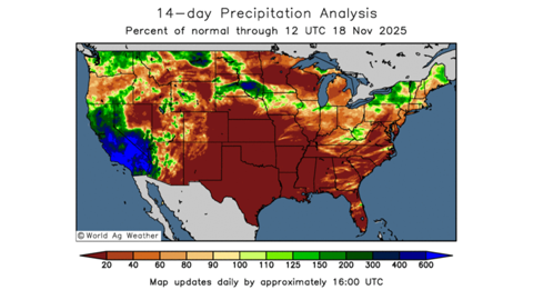 Le Midwest a subi un très net déficit de précipitations.