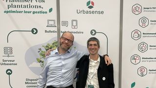 Sur Paysalia, les deux fondateurs d'Urbasense, Michaël Fayaud, directeur général et Thomas Bur, ingénieur et docteur en agronomie.