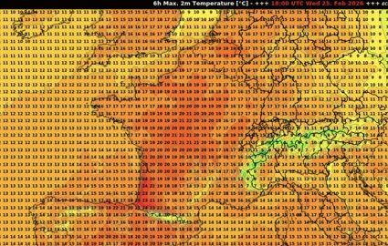 Températures du 25 février