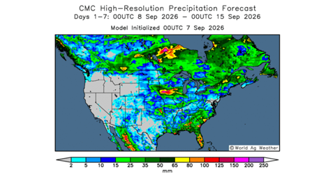 Les pluies risquent de perdurer dans les bassins de production canadiens.