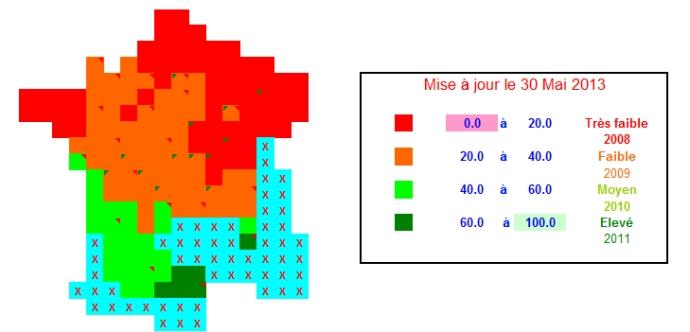 Temps disponible pour la fécondation par les abeilles au cours de la floraison 2013.