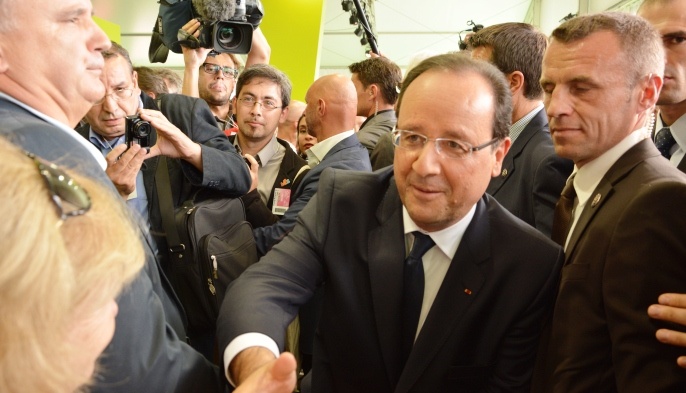 François Hollande, président de la République, venu en voisin visiter le Sommet de l'élevage à Clermont Ferrandt.
