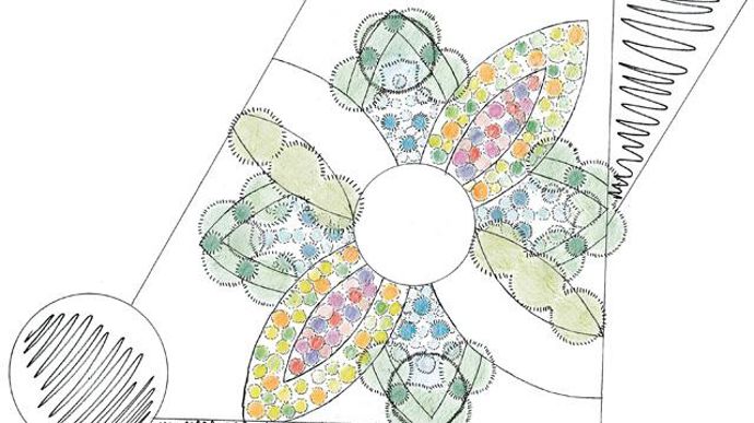 10. 1er prix du vote du public et 2è prix du jury professionnel : le Kaléidoscope végétal. Conçu par Laurie Bottala, Emeric Courtial, Eugénie Foriel, Alexis Laffont, Johan Longueville, avec pour tuteur François Heyraud, responsable espaces verts à Montelier. Un kiosque en osier tressé, solidifié par son armature en fer à béton soutenue par six piquets de bois mène sur un long tapis rouge habillé par ses rondins d'acacia et bordé en plessis. Un jardin de couleurs symétriques et son harmonie végétale. Du rouge, du bleu, du jaune, du vert .../...