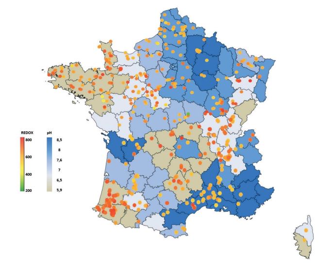 Cartographie du potentiel d'oxydo-réduction des sols français